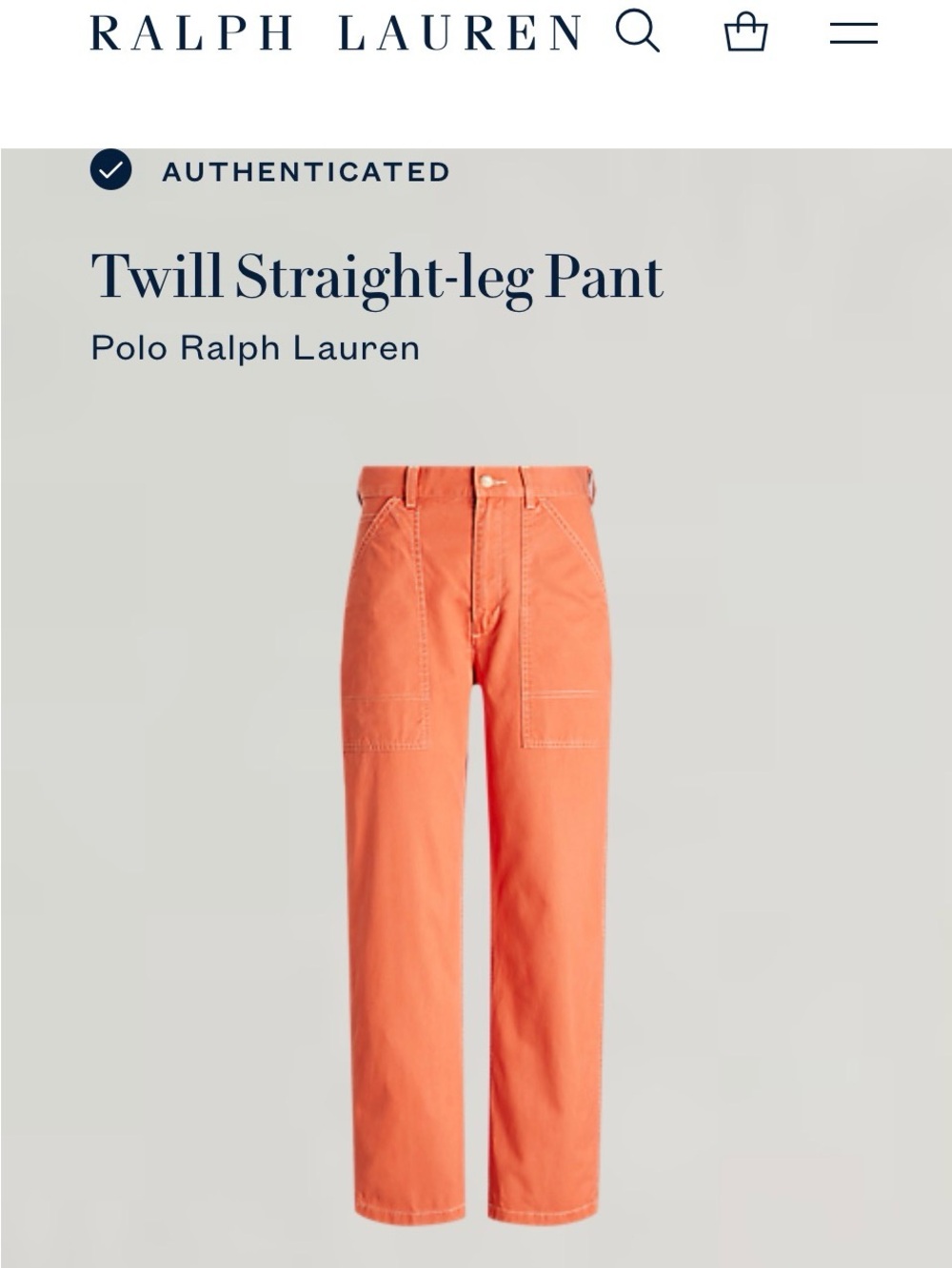 Polo by Ralph Lauren Women’s Twill Straight-Leg Pants — Orange 🧡